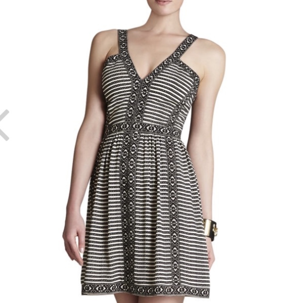 SOLD BCBG Melanie black and white print mini dress
